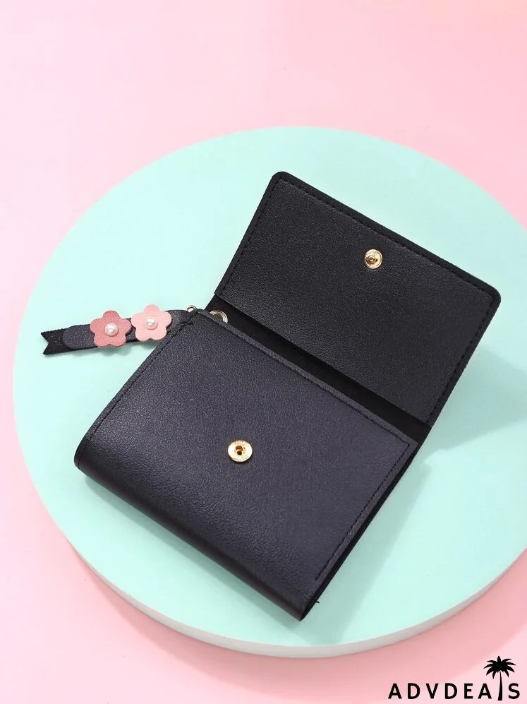 Flower & Faux Pearl Detail Small Purse