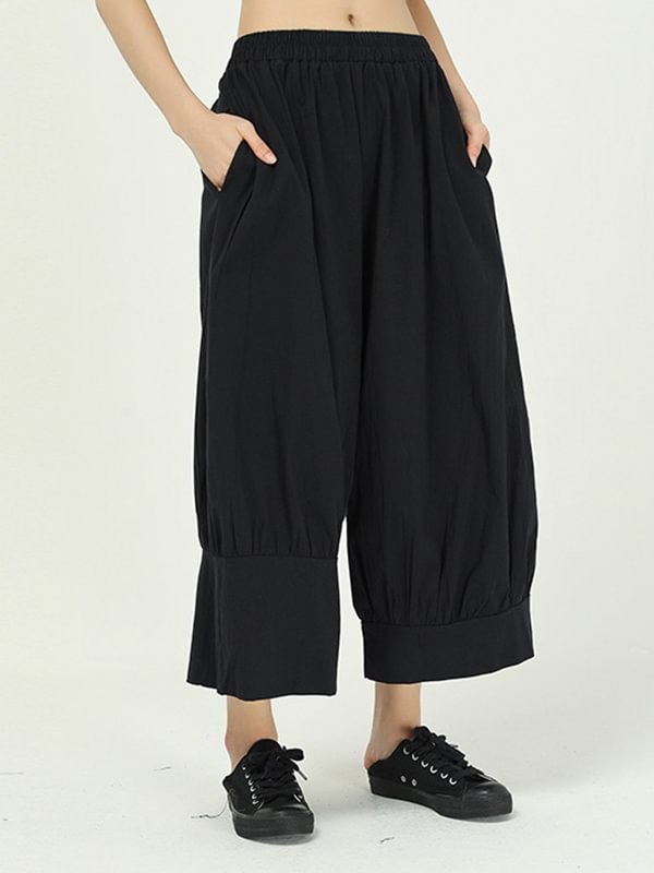 Stylish Solid Color High Waisted Wide Leg Casual Pants