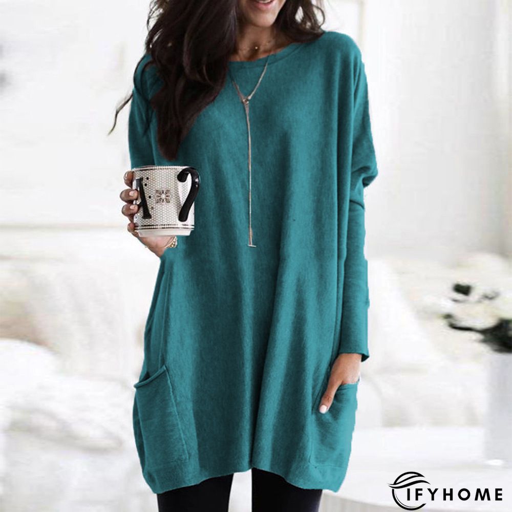 Flannel Crew Neck Loosen Dress | IFYHOME