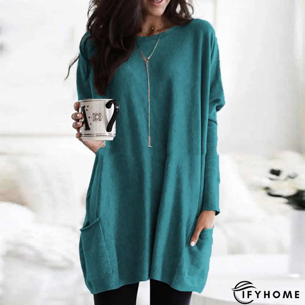 Flannel Crew Neck Loosen Dress | IFYHOME
