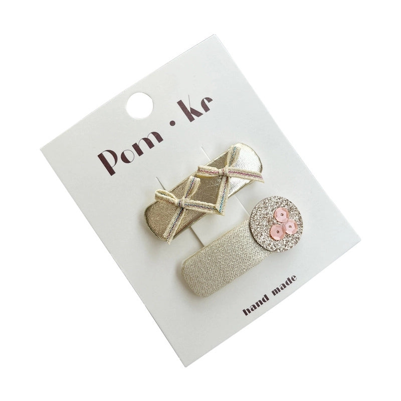 Cute Kid’S Heart Shape Bow Knot Leather Sequins Hair Clip