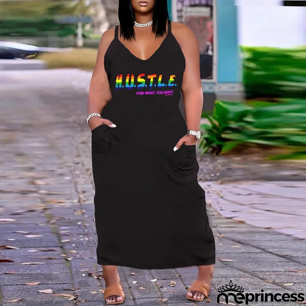 Sexy Suspender Loose Print Plus Size Dress