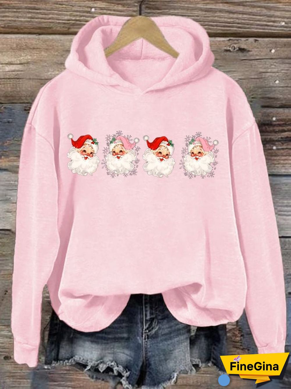 Women's Santa Print Hoodie