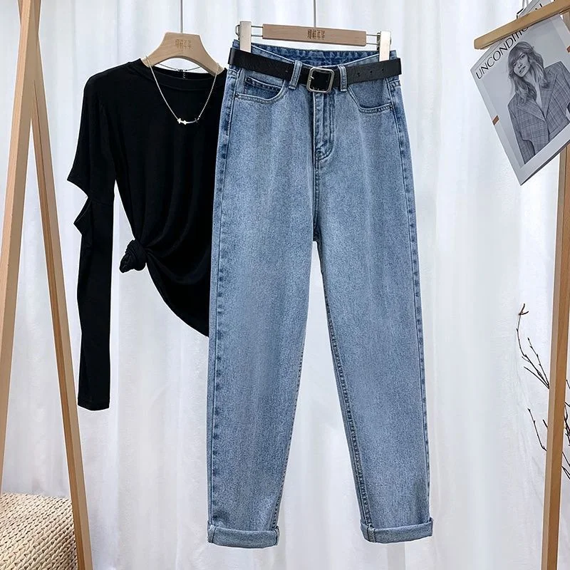 Women High Waist Jeans Woman Fashion Mom Baggy Oversize Jeans Pants For Women Denim Trousers Stright Long Casual Streetwear