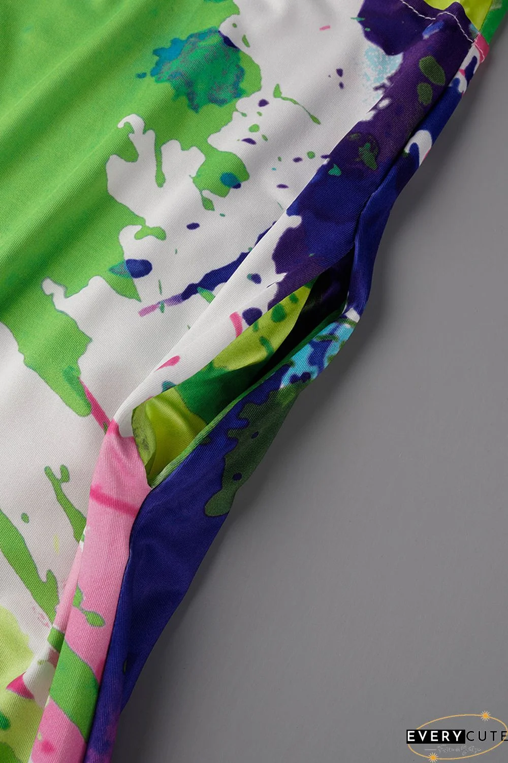 Green Casual Print Tie-dye V Neck Plus Size Jumpsuits