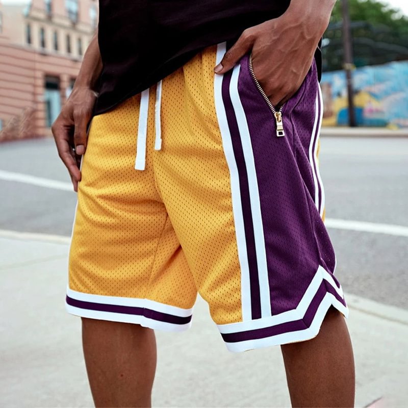 Contrast Panel Mesh Basketball Shorts-barclient