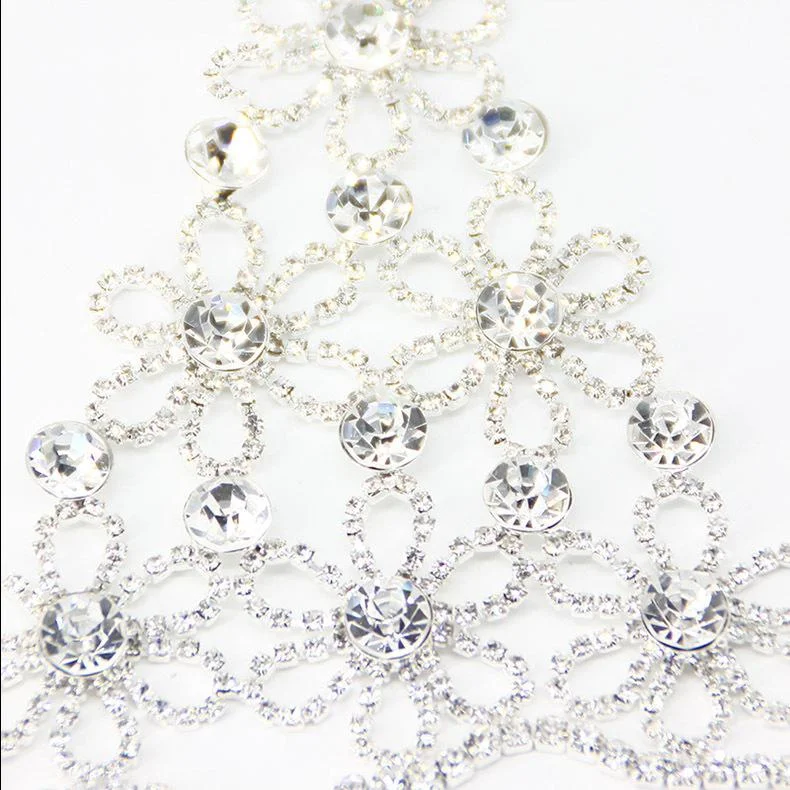 Flower rhinestone finger ring bracelet hand chian