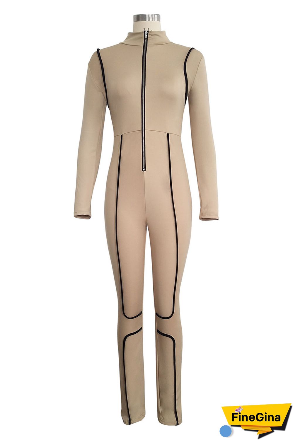 Burgundy Elastic Fly Long Sleeve Mid Print Skinny Pants Jumpsuits & Rompers