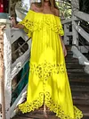 Irregular Clipping Off-The-Shoulder Maxi Dress