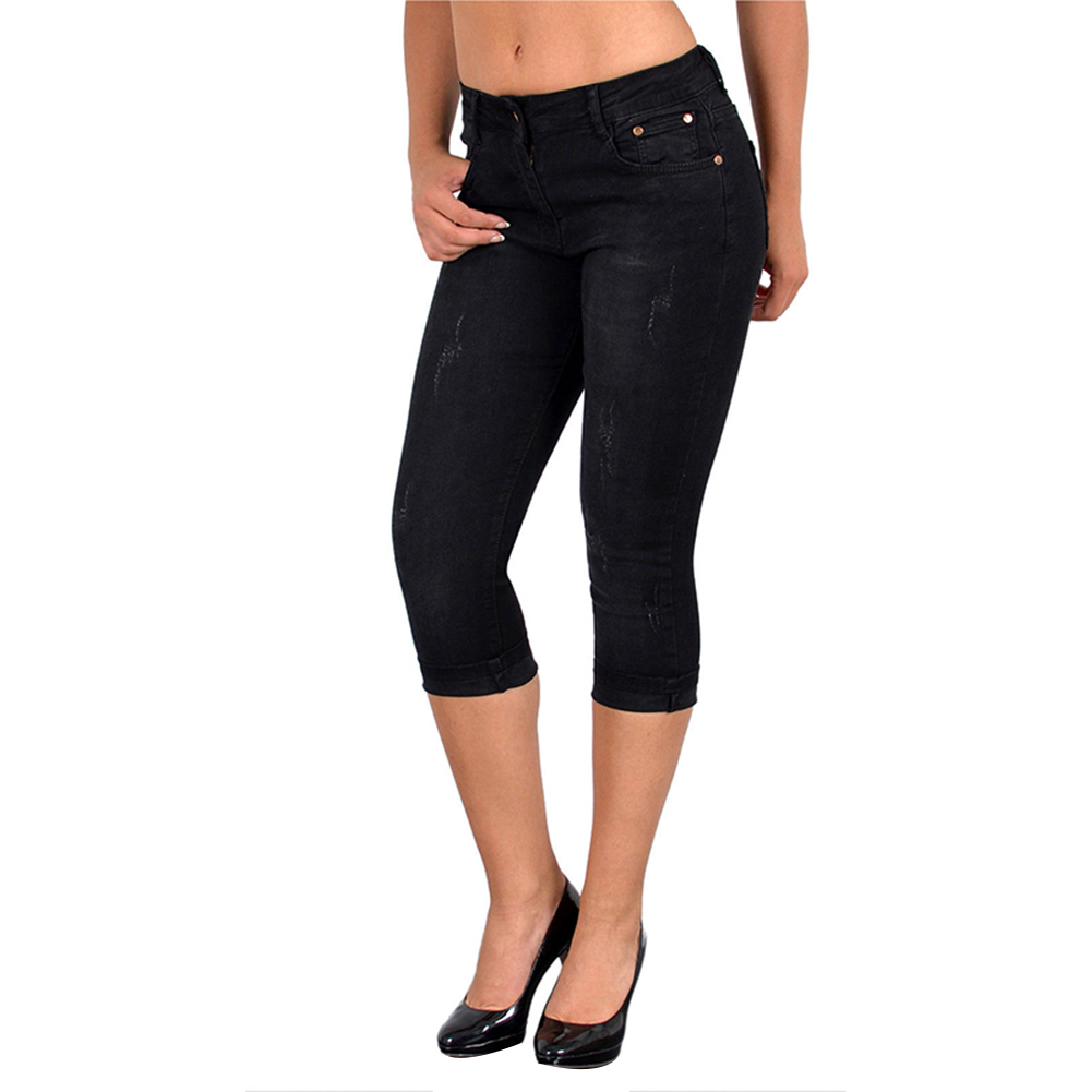 Bonusbiw 2025 New Summer Women Knee Length Denim Pants High Waist Skinny Jeans Slim Stretch Seamless Printed Leggings Shorts Pants