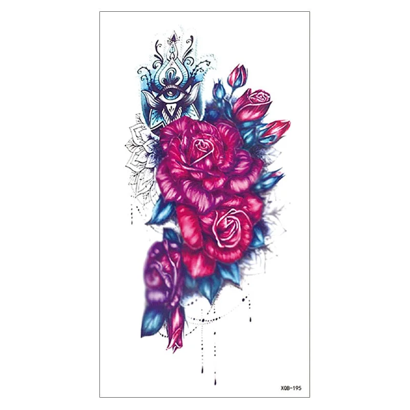 Waterproof Temporary Tattoo Sticker Snake Flower Rose Flash Tattoos Lace Fox Lion Bird Body Art Arm Skull Fake Sleeve Tattoo