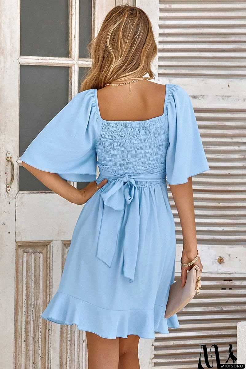 MidiSono - Sweet Heart Crossed Front Ruffled Hem Dress