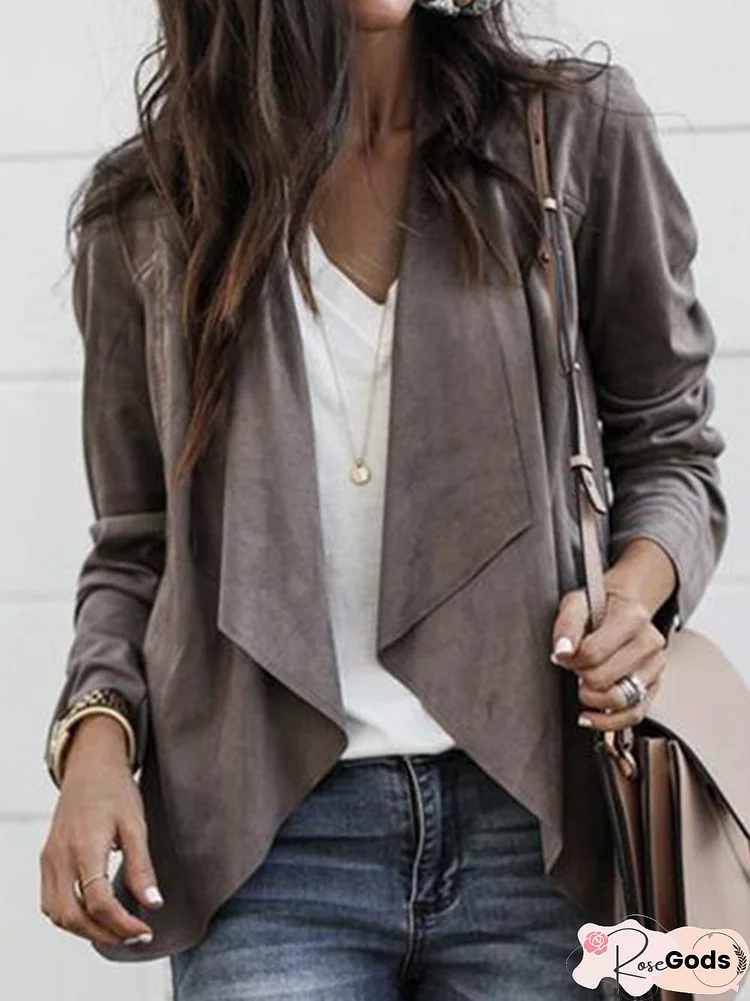 Paneled Casual Long Sleeve Shawl Collar Jacket