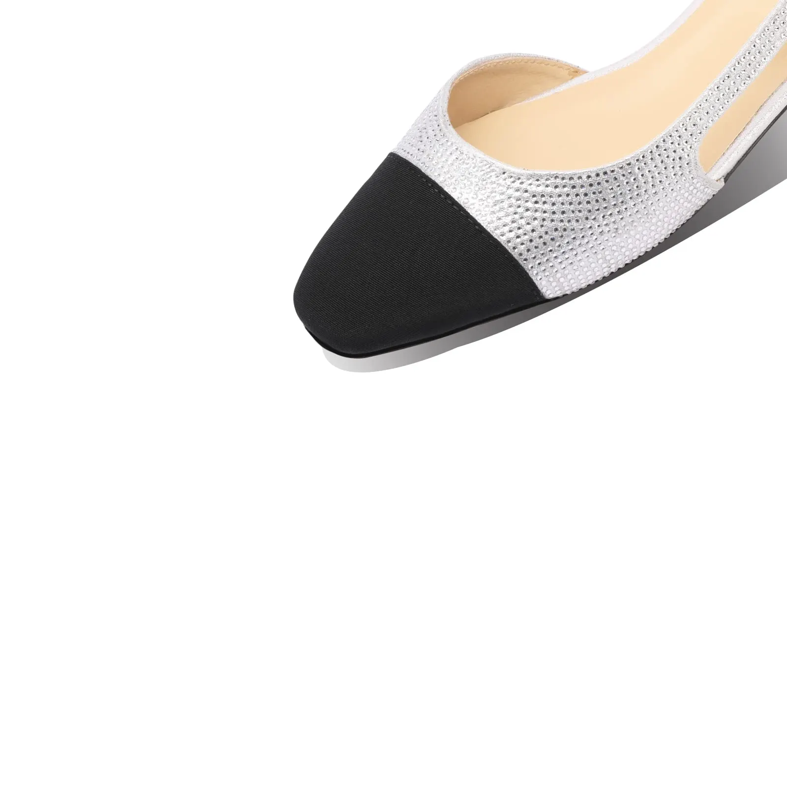 20mm Womens Slingback Rhinestone Flat Pumps Closed Round Toe Splicing Casual Shoes-vocosishoes