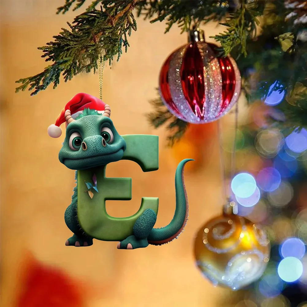 Christmas Cute Dragon Pendants Acrylic Letter Shaped Exquisite for Xmas Tree Car