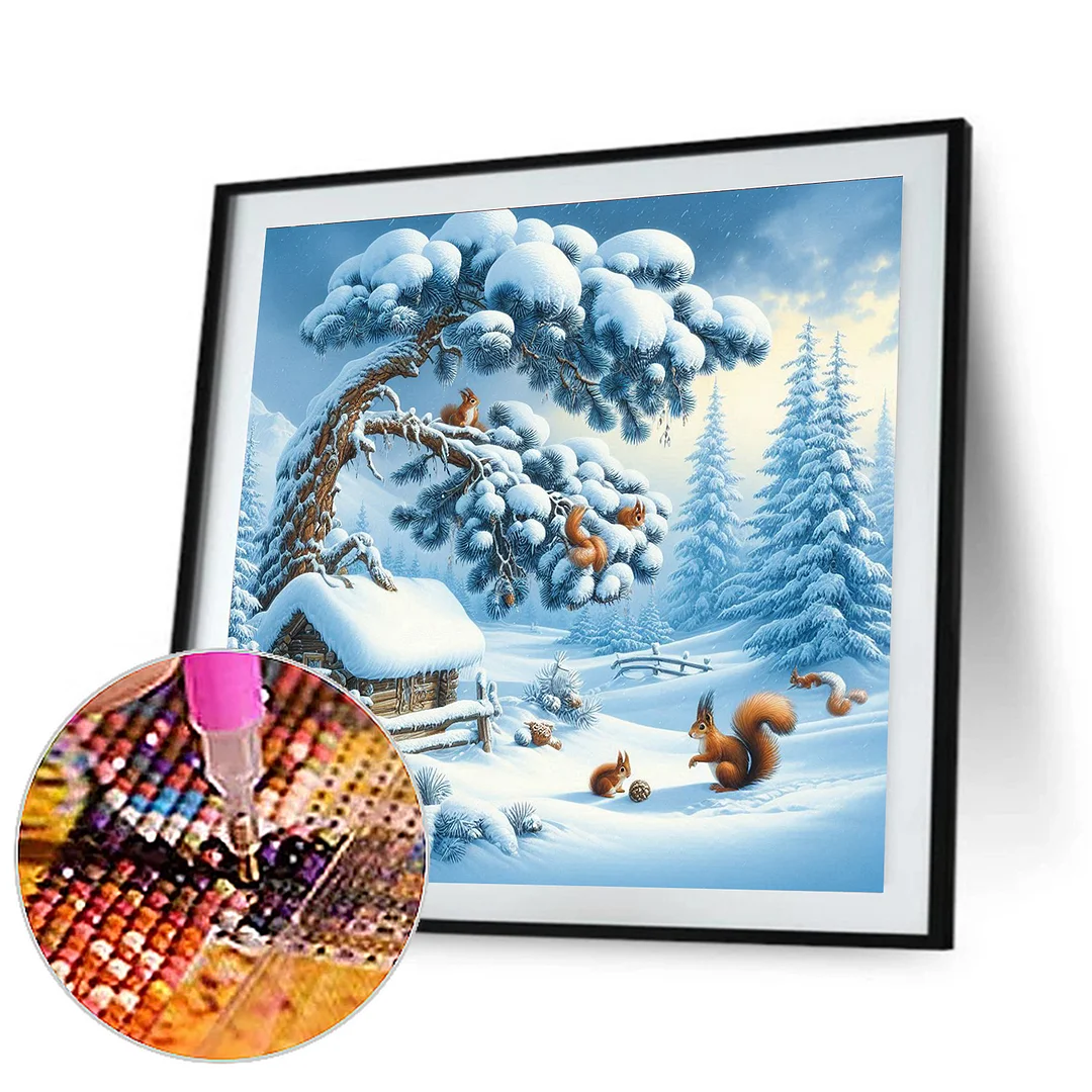 Diamond Painting - Full Round Drill - Snow Scene(Canvas|40*40cm)