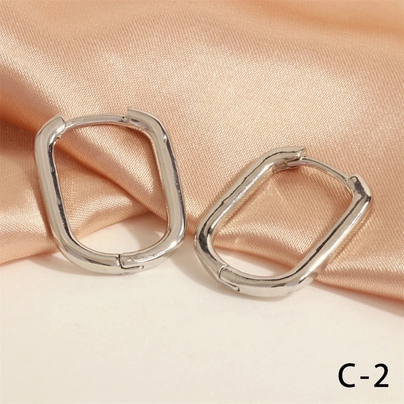 1 Pair Minimalist U Shape Round Plating Copper 18k Gold Plated Hoop Earrings