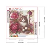 Katze und Pfingstrose - Rundbohrer Diamantmalerei - 30*30cm