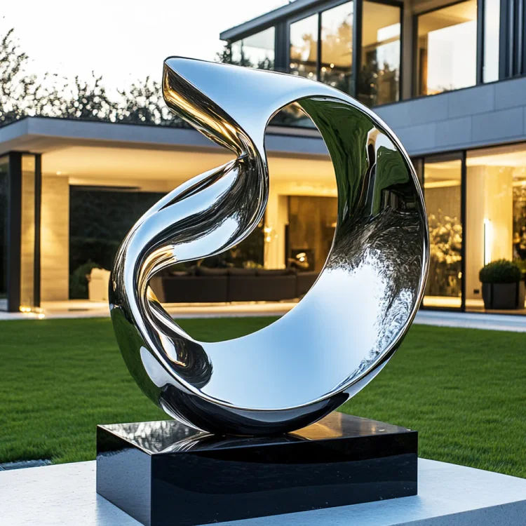 Custom Flowing Elegance Stainless Steel Sculpture Abstract Modern Outdoor Sculpture
