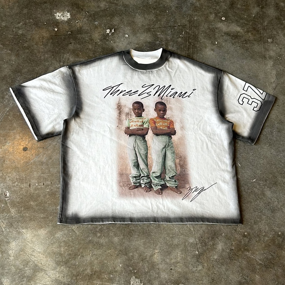 Stylish Brothers Print Short Sleeve T-Shirt