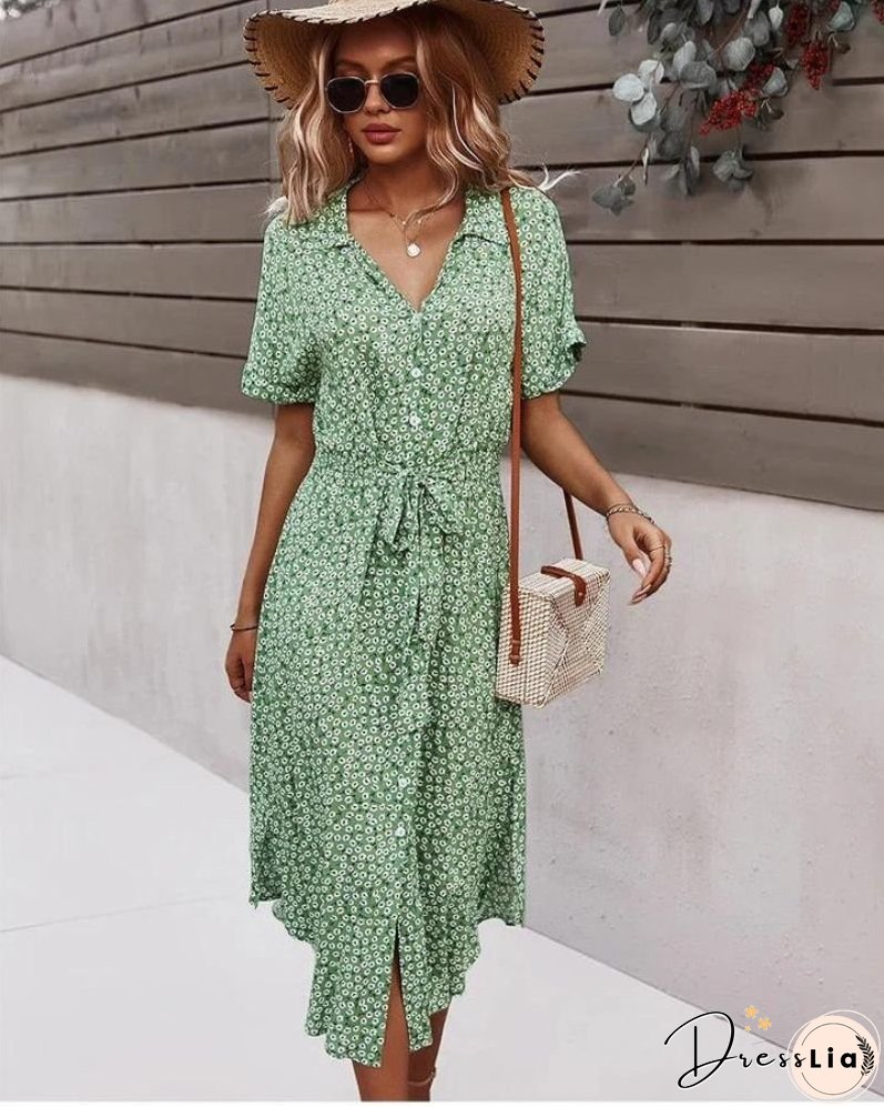 AMAR - Chic festive dress with floral print