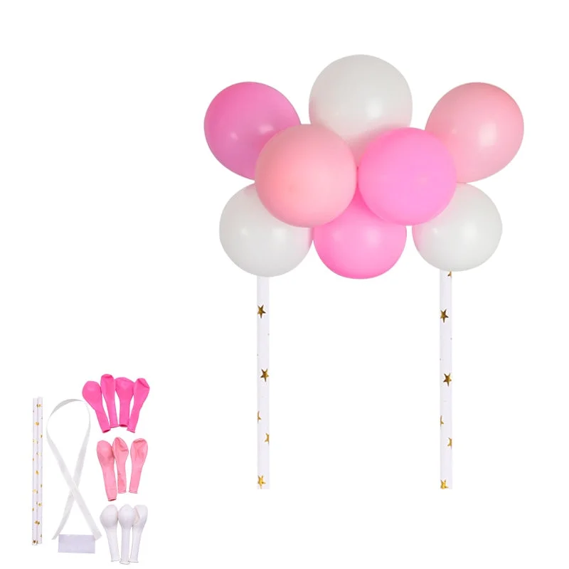 1set Creative 10pcs 5inch Balloon Cake Topper Set Birthday Party Decoration Cake Toppers Baby Shower Wedding Decor Supplies