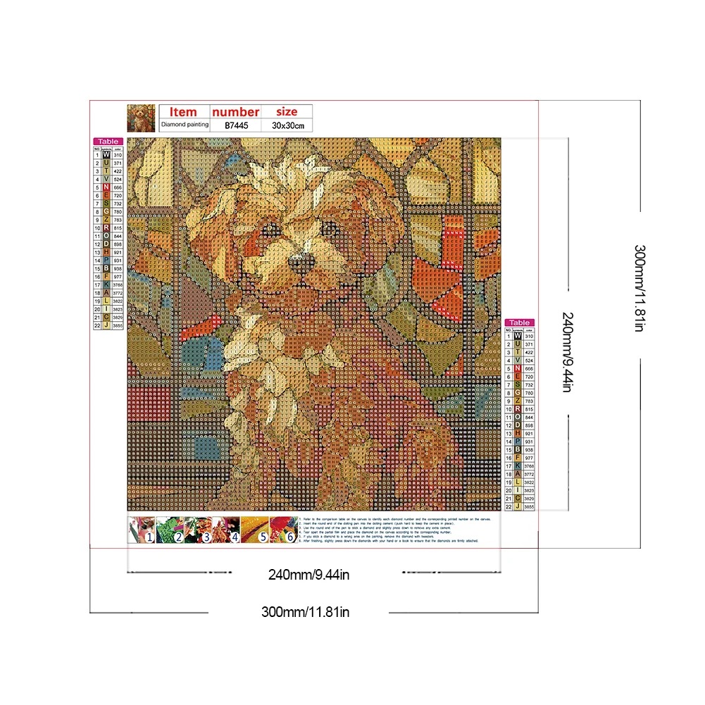 Diamond Painting - Full Round Drill - Stained Glass Puppy(Canvas|30*30cm)
