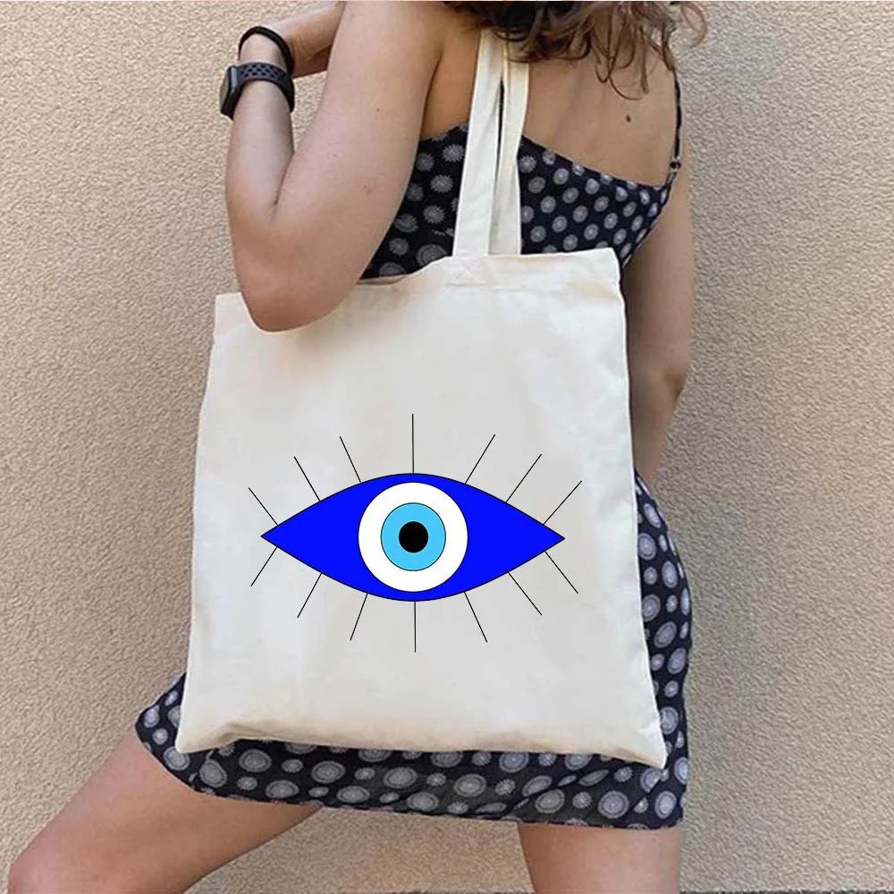 Graffiti Greek Evil Eye Canvas bag shoulder bag foldable bag handbag shopping