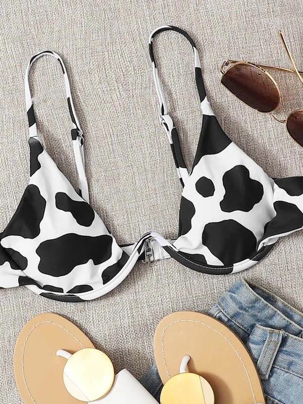 Underwired Cow Print Bikini Tops