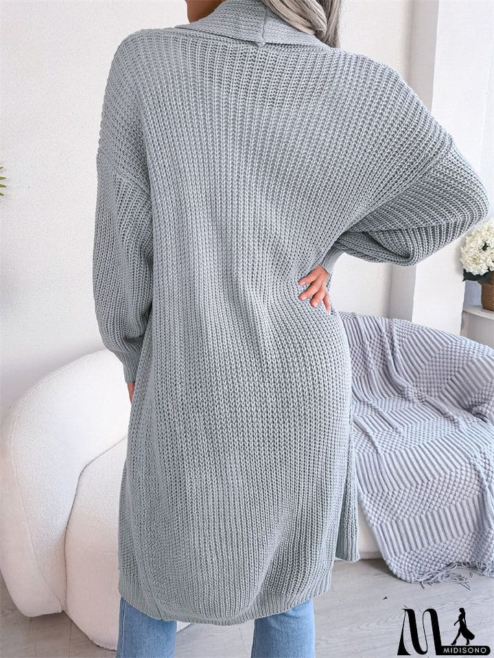 MidiSono - All Match Leisure Lapel Cardigan Loose Women's Sweater