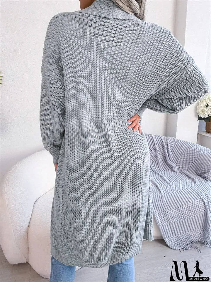 MidiSono - All Match Leisure Lapel Cardigan Loose Women's Sweater