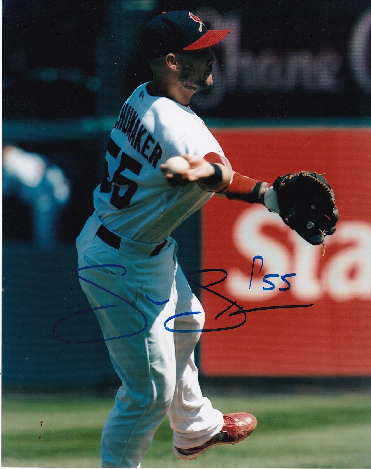 SKIP SCHUMAKER ST. LOUIS CARDINALS ACTION SIGNED 8x10