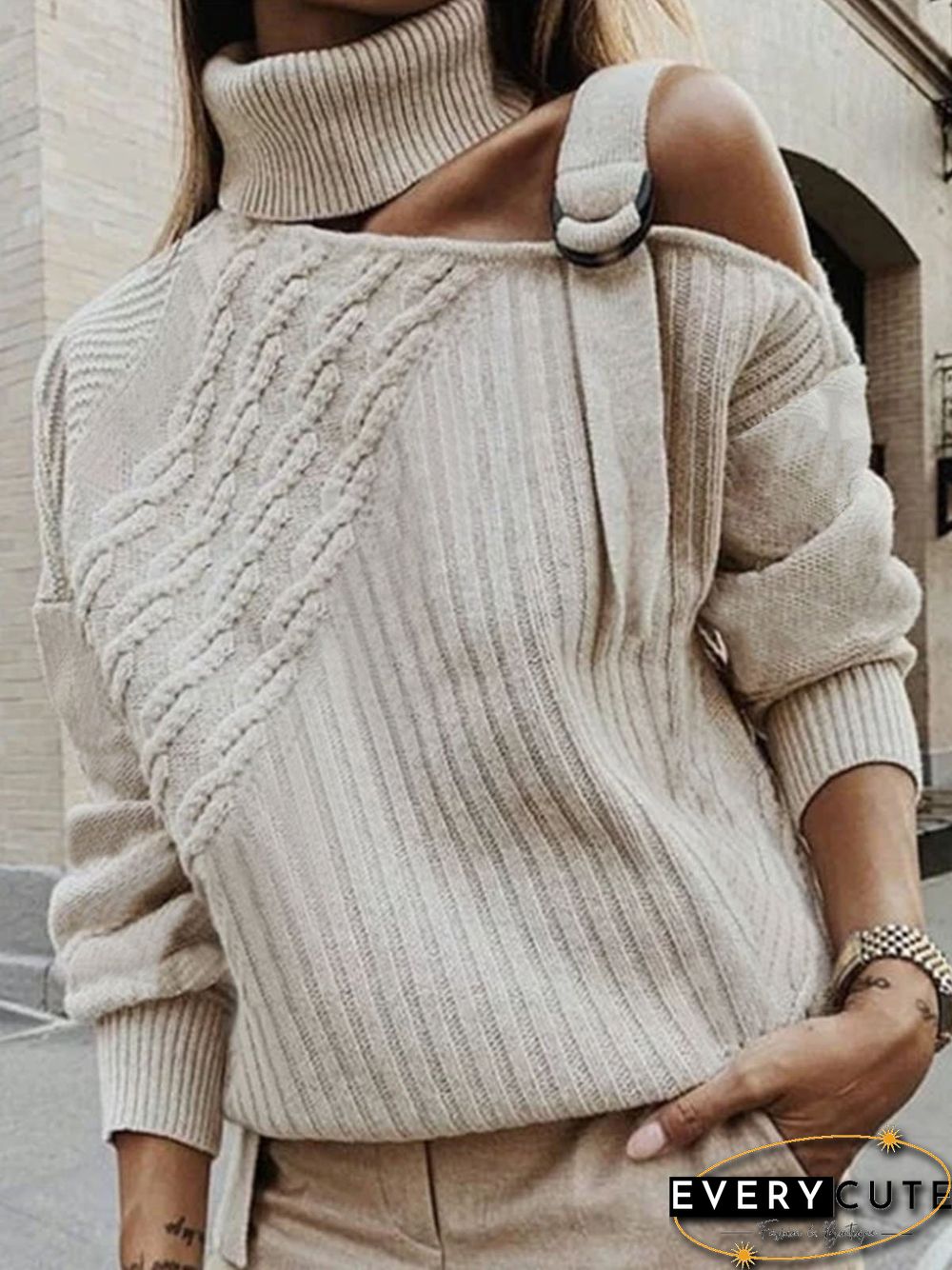 Plus Size Plain Long Sleeve Casual Sweater