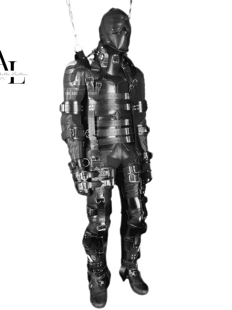 pornhint Pornhint Heavy-Duty Leather Full Body Bondage Suspension Harness &ETH; Extreme BDSM Restraint Suit with Wrist & Leg Straps for Fetish Suspension Play bdsm outfit men