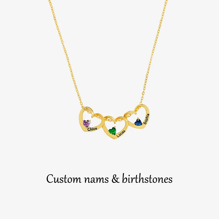 For Mother-Love Connected Name Birthstone Custom Necklace