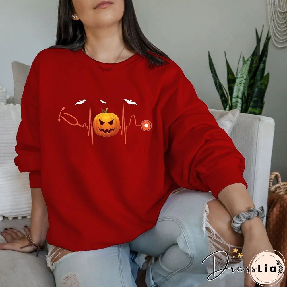 Halloween Pumpkin Pattern Long Sleeve Tee