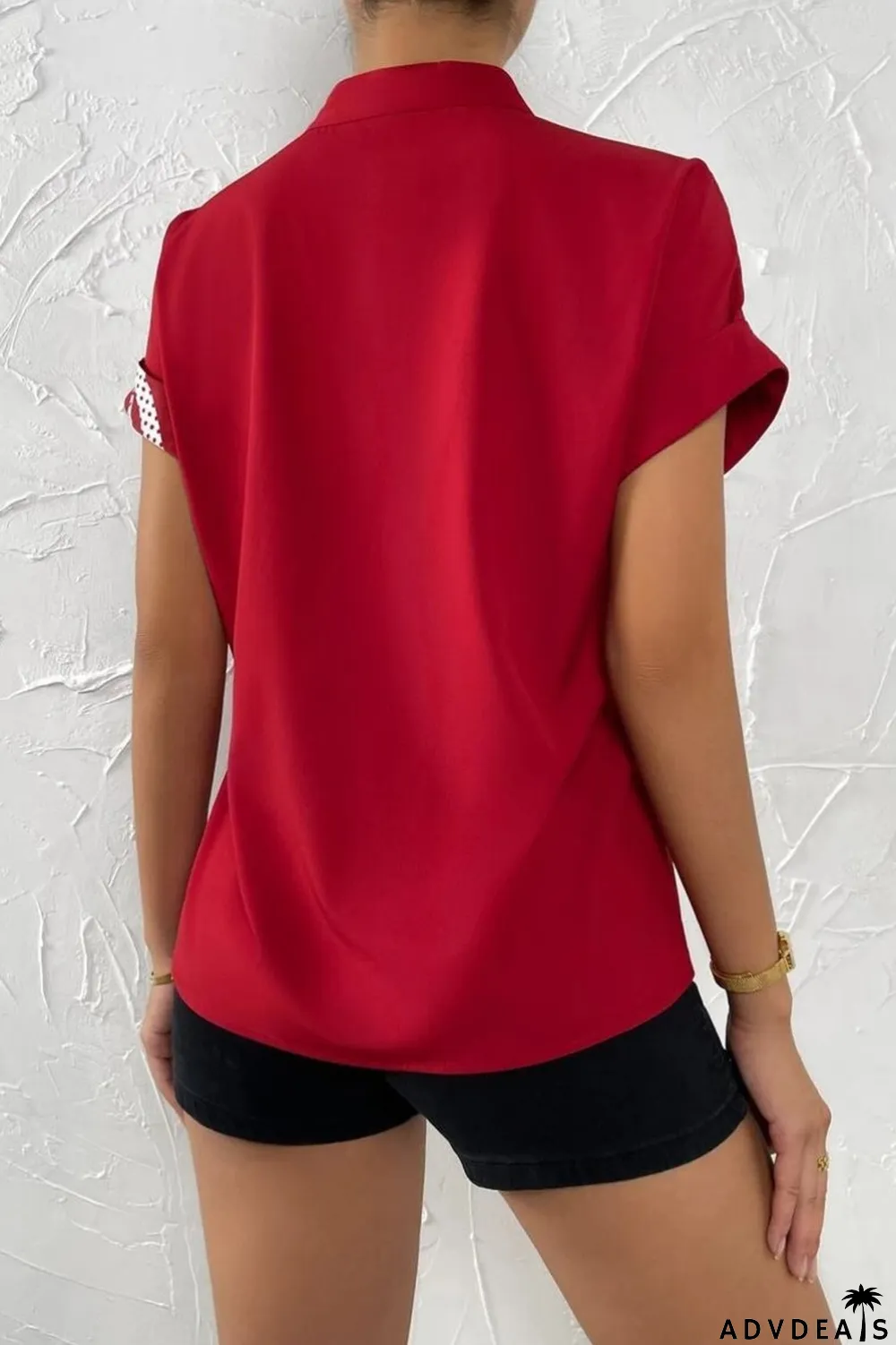 Green Casual Print Patchwork V Neck Tops