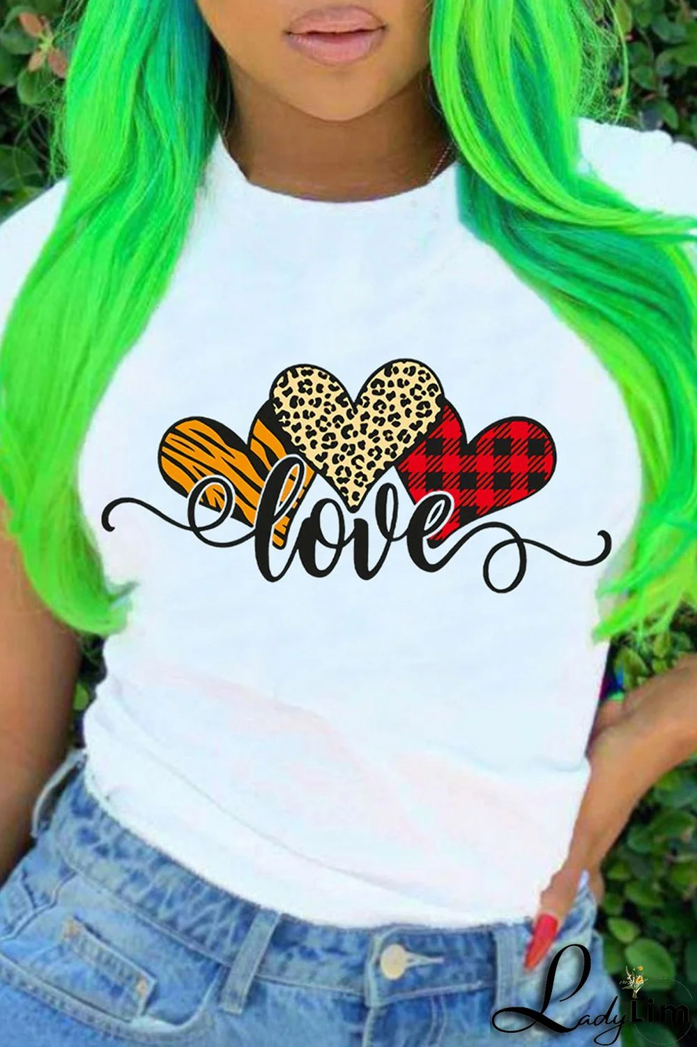 White Fashion Casual Print Basic O Neck T-Shirts