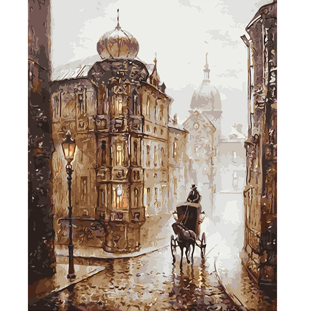 

40*50cm - Painting By Numbers - Raining Street, 501 Original