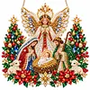 DIY Special Shaped Diamond Painting Wreath, Double-Sided Printing Christmas Wreath Hanging with LED Light Decor Kit 