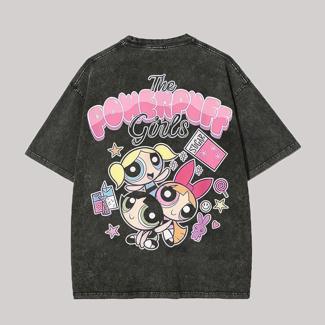 The Powerpuff Girls Printed Unisex Washed T-Shirt