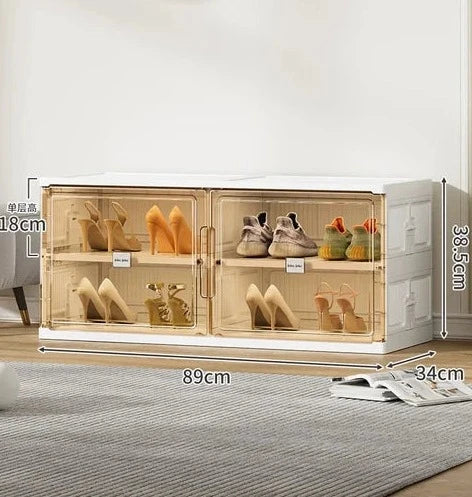 Household multi-layer shoe rack-transparent shoe box folding rack-entrance shoe storage cabinet