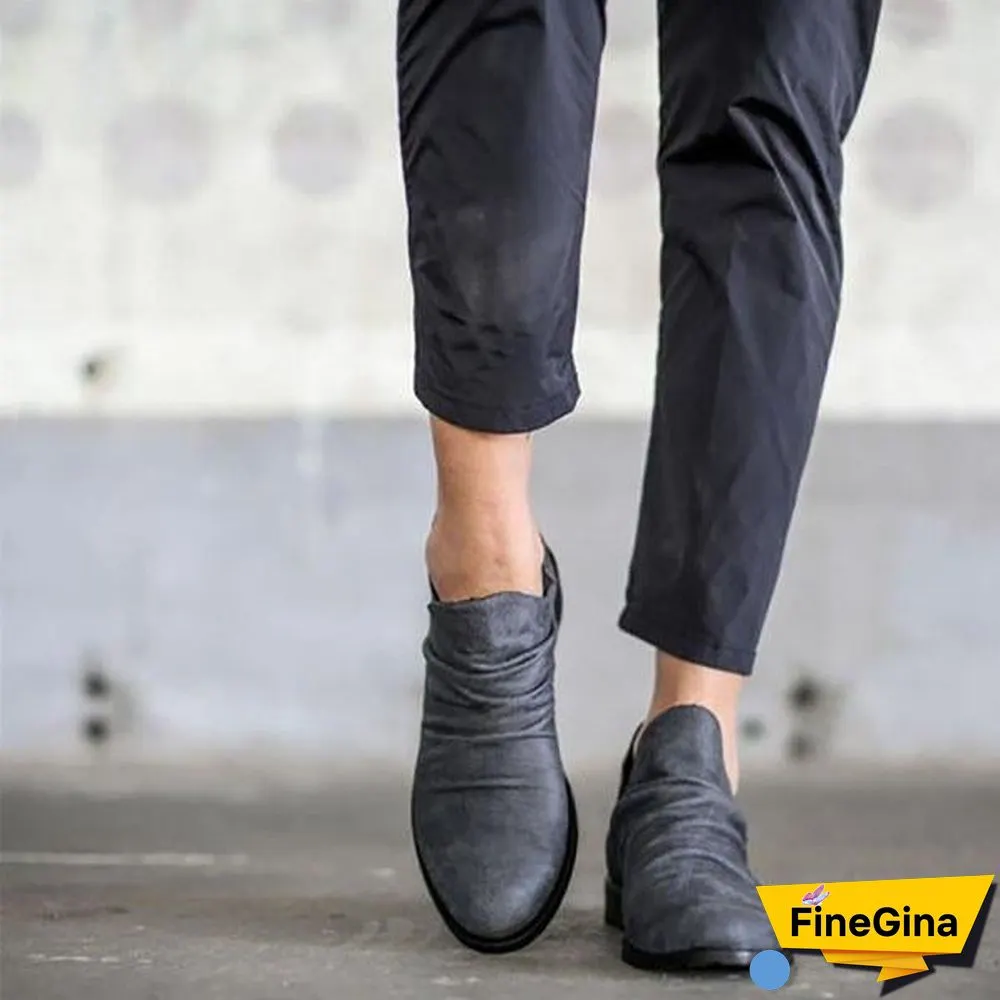 Slip-On Low Heel Casual Boots