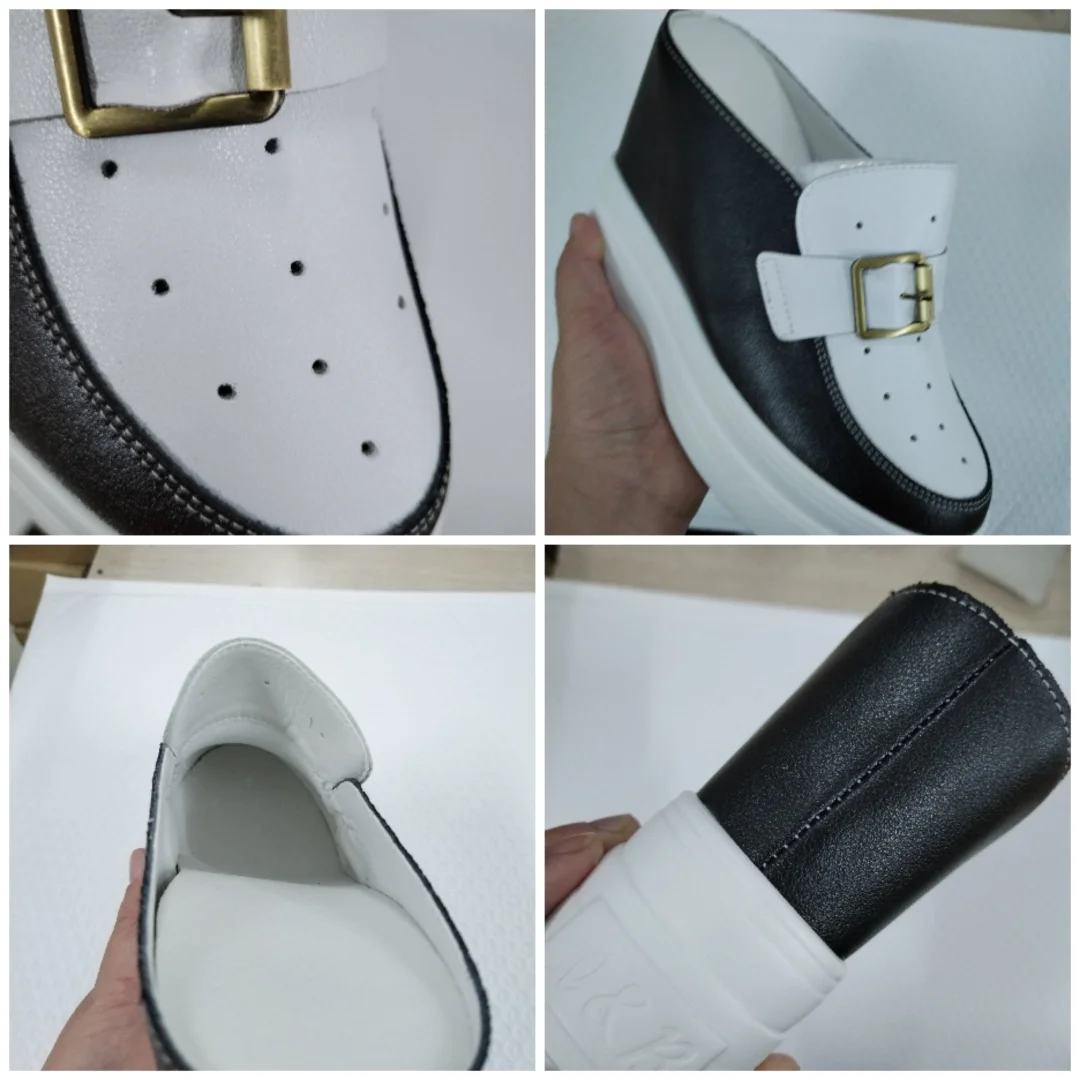 Fujin 11cm Platform Wedge Women Mules Shoes Genuine Leather Za Fashion Chunky Women Sandals Slippers Slides Shoes Sneakers