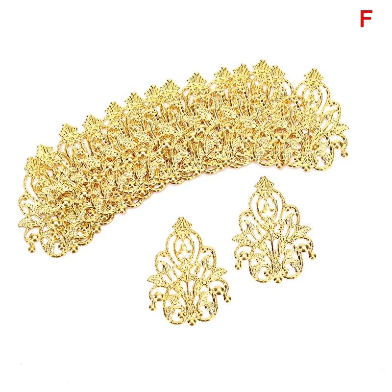 20pcs Wholesale Filigree crafts Hollow Embellishments Findings Jewelry Accessories Bronze Tone ornaments 35mm