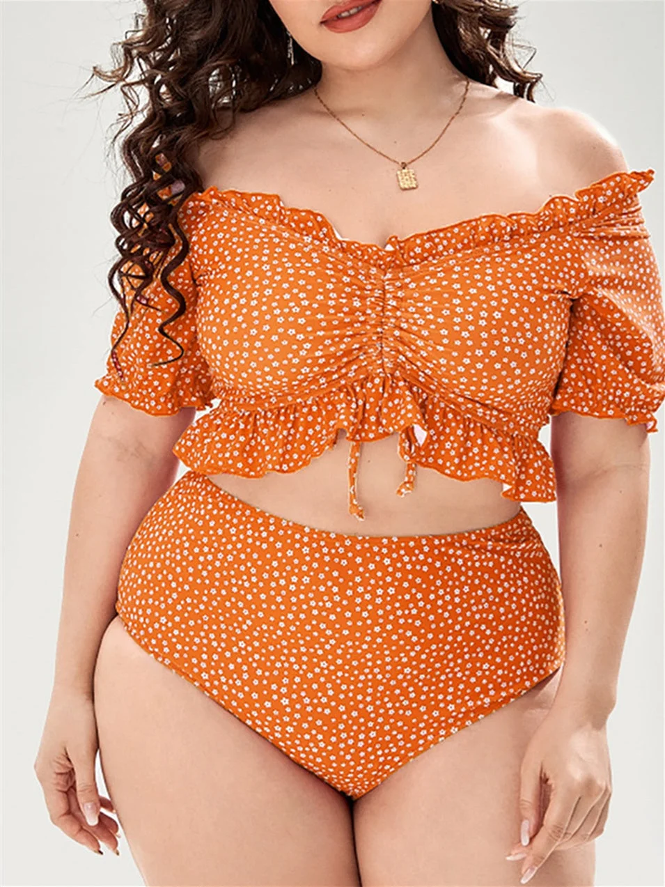 Two-piece ripped push-up swimsuit