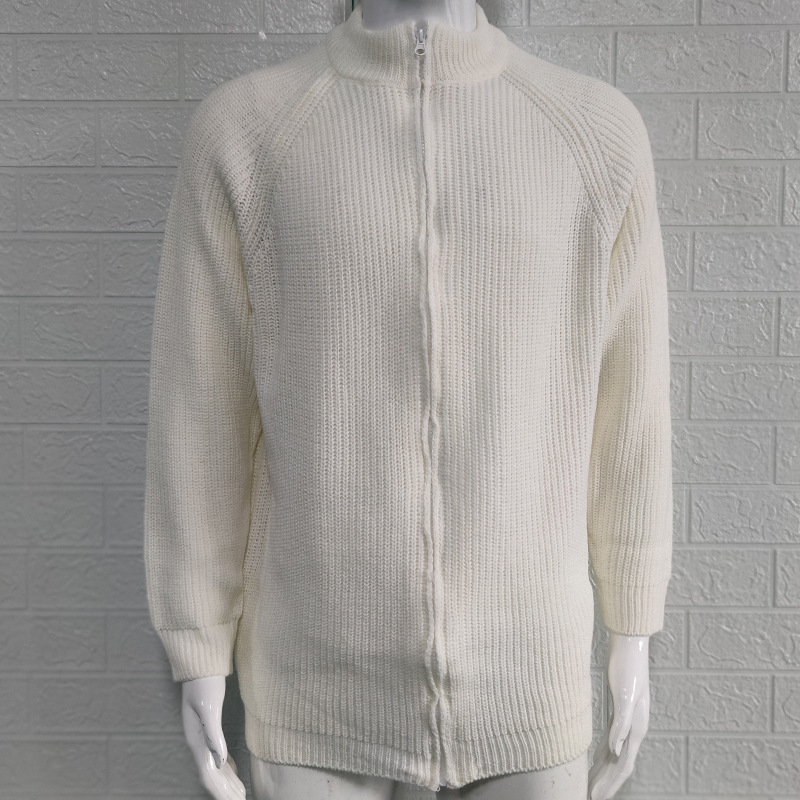 M-2XL Autumn And Winter Solid Color Zipper Turtleneck Knitted Jacket Sweater Cardigan