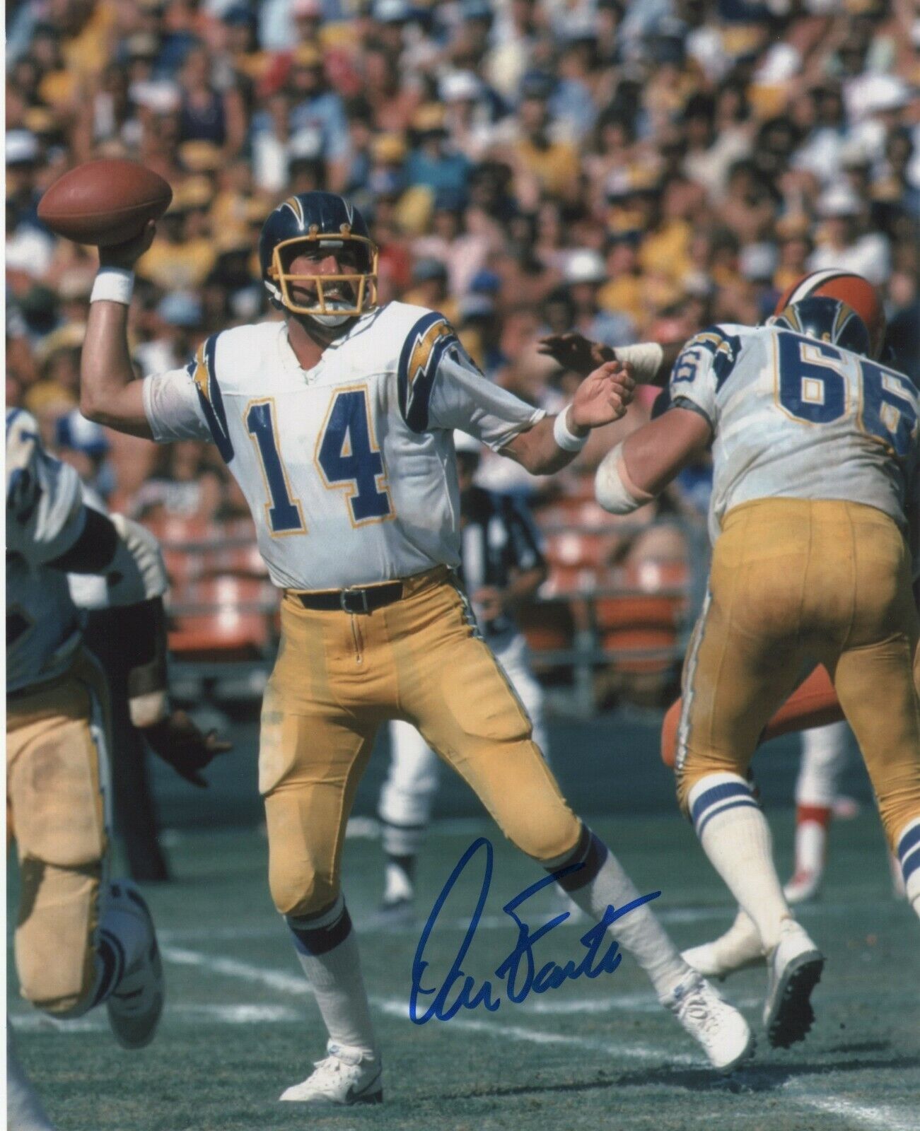 DAN FOUTS SIGNED AUTOGRAPHED 8X10 Photo Poster painting SAN DIEGO CHARGERS HALL OF FAME #2