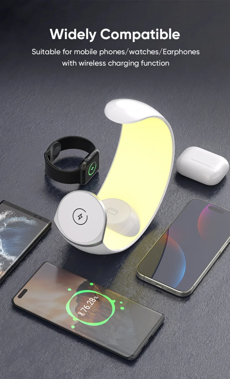 Small moon lamp magnetic 4 in 1 wireless charger