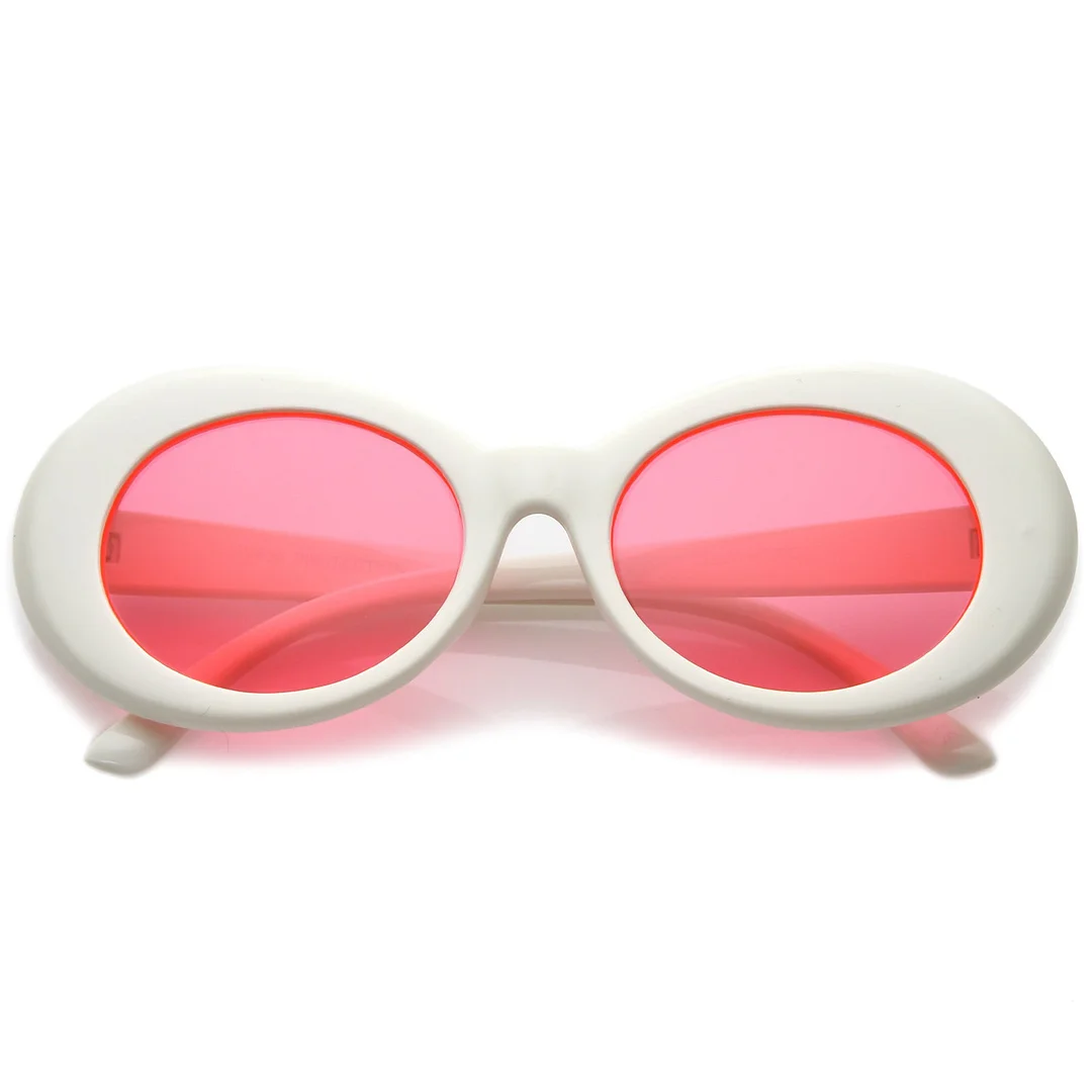 Retro White Oval glasses With Tapered Arms Colored Round Lens  51mm
